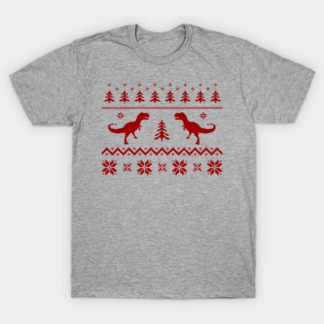 Christmas Ugly Sweater pattern dinosaur T-Shirt by Closeddoor